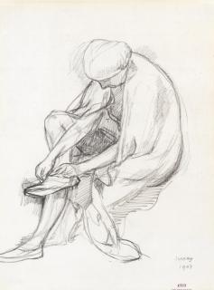 Théo van Rysselberghe - Femme laçant une chausseure