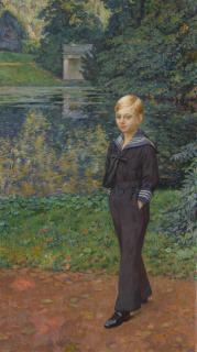 Théo Van Rysselberghe - Portrait De Claude Stevens En Marin, Au Jardin