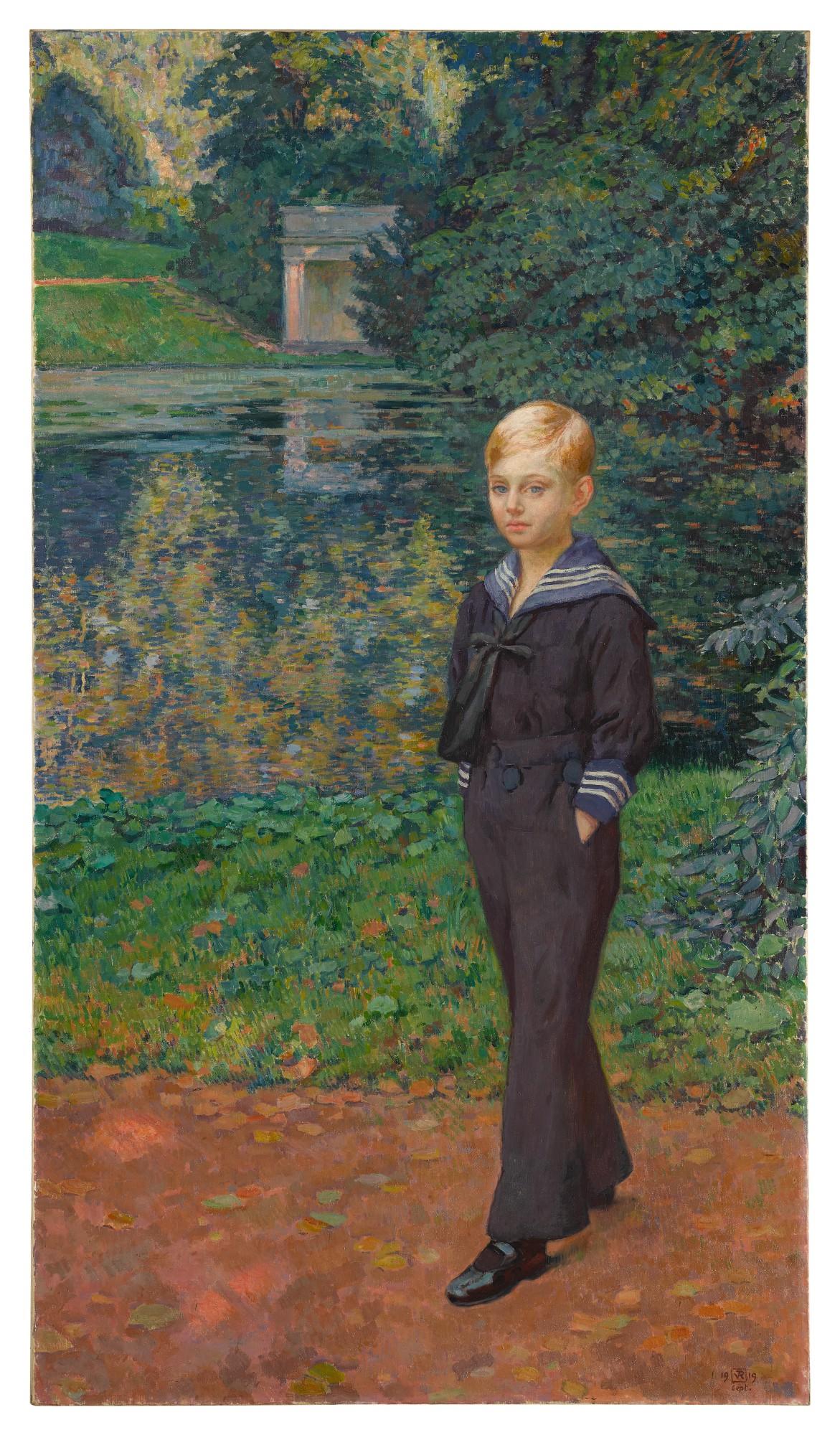 Théo Van Rysselberghe - Portrait De Claude Stevens En Marin, Au Jardin