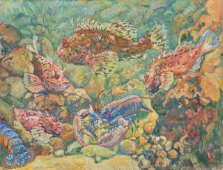 Théo van Rysselberghe - Rascasses et homards dans un aquarium