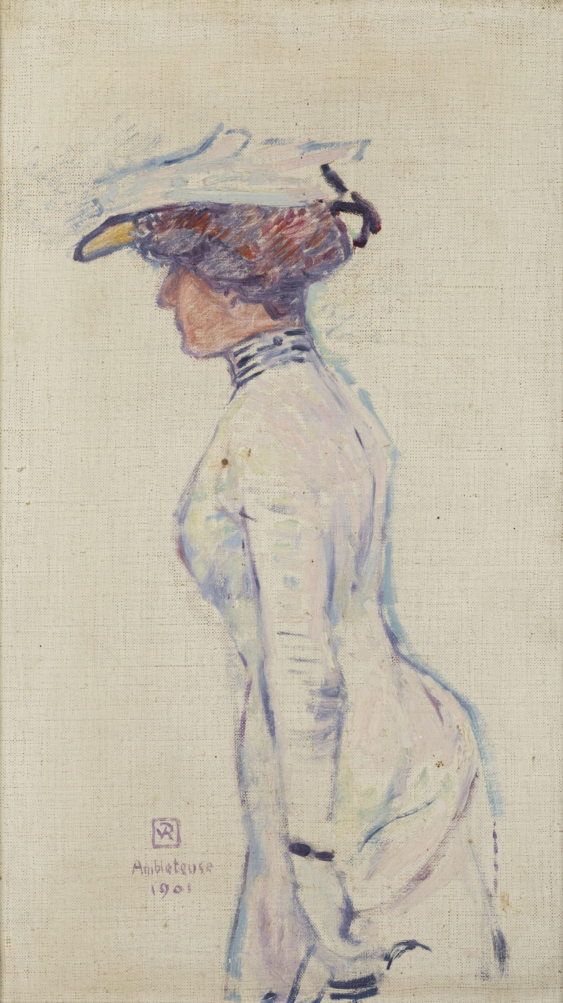 Théo Van Rysselberghe - Silhouette de Madame Georges Flé (Laure Flé) à Ambleteuse ; Laure Flé, Étude pour une composition