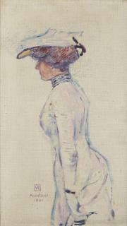 Théo Van Rysselberghe - Silhouette de Madame Georges Flé (Laure Flé) à Ambleteuse ; Laure Flé, Étude pour une composition
