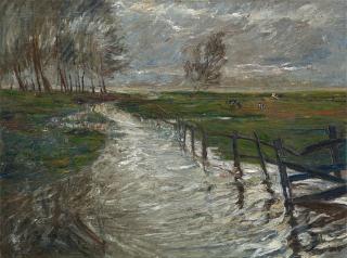 Theo von Brockhusen - Luchlandschaft (Wustrov - Langen). Verso: Kühe auf der Weide