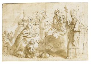 Theodoor Van Thulden - The Virgin And Child Adored By Saints