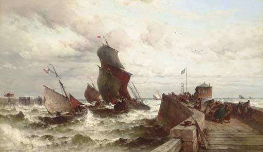 Theodor Alexander Weber - Ships entering a Port in a Storm