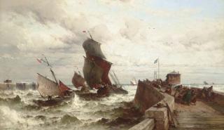 Theodor Alexander Weber - Ships entering a Port in a Storm