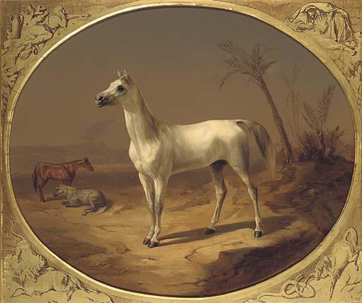 Theodor Horschelt - A Grey Arabian Horse
