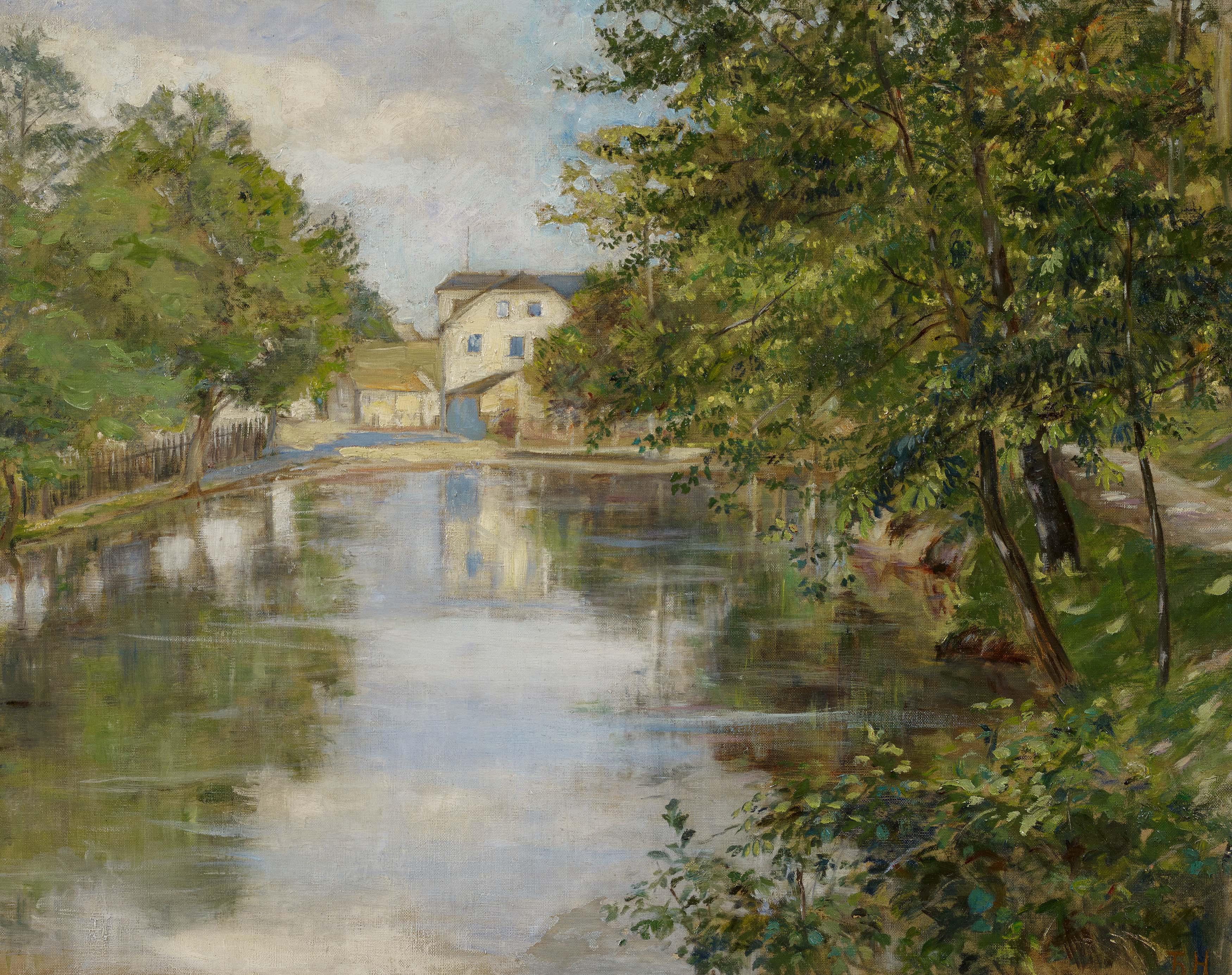 Theodor Joseph Hagen - Sommerlicher Kanal in Blankenhain.
