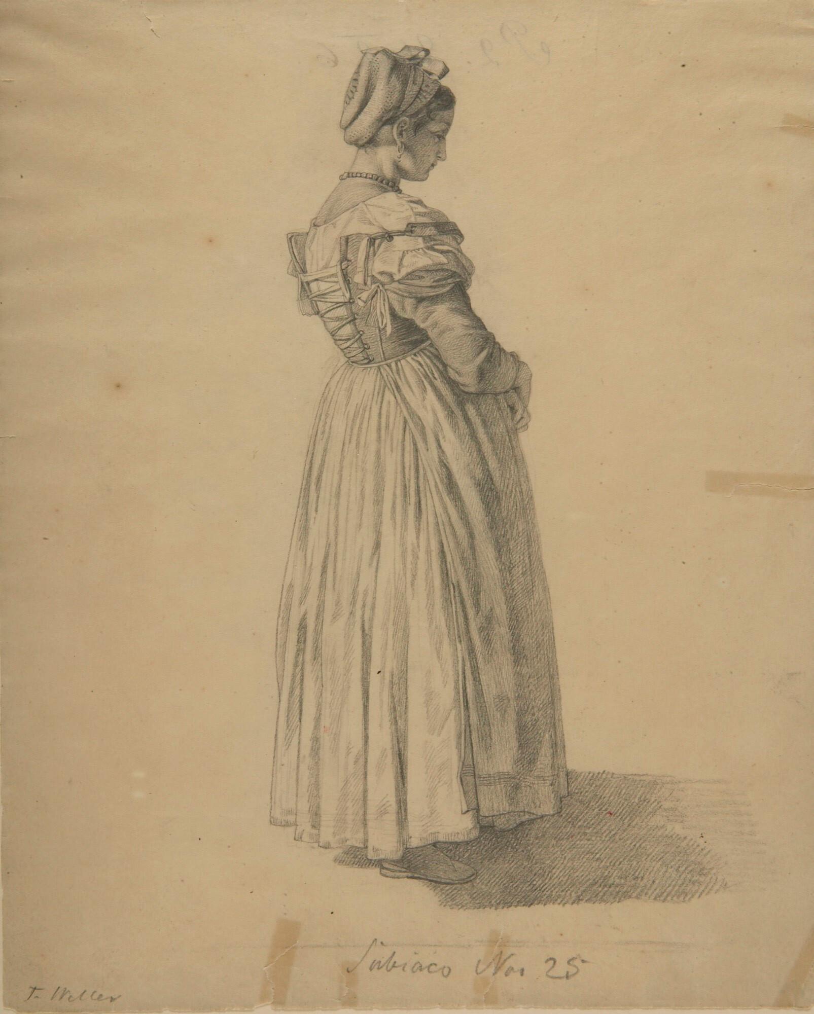 Theodor Leopold Weller - 2 Bll.: Studien zu „Gaukler auf der Piazza Montanara in Rom“.