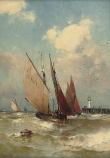 Theodore Alexander Weber - Fishing smacks sailing out of harbour