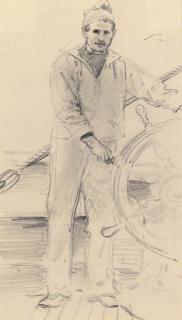 Theodore Blake Wirgman - A sailor at the helm