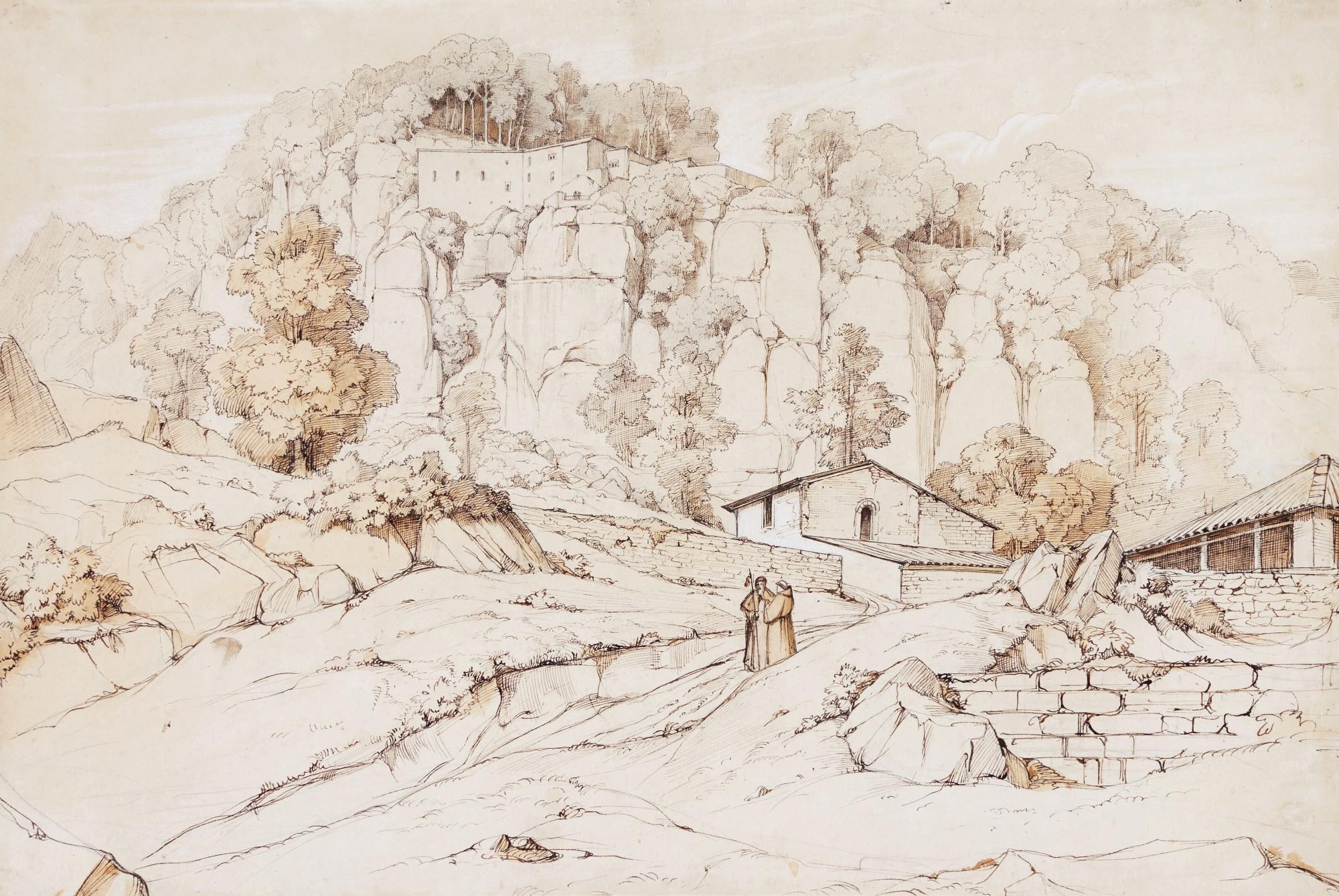 Théodore Caruelle d\'Aligny - View of the Convent of La Verna, Tuscany