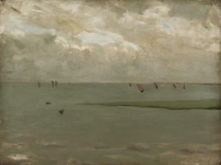 Theodore Casimir Roussel - Sail boats beyond the beach