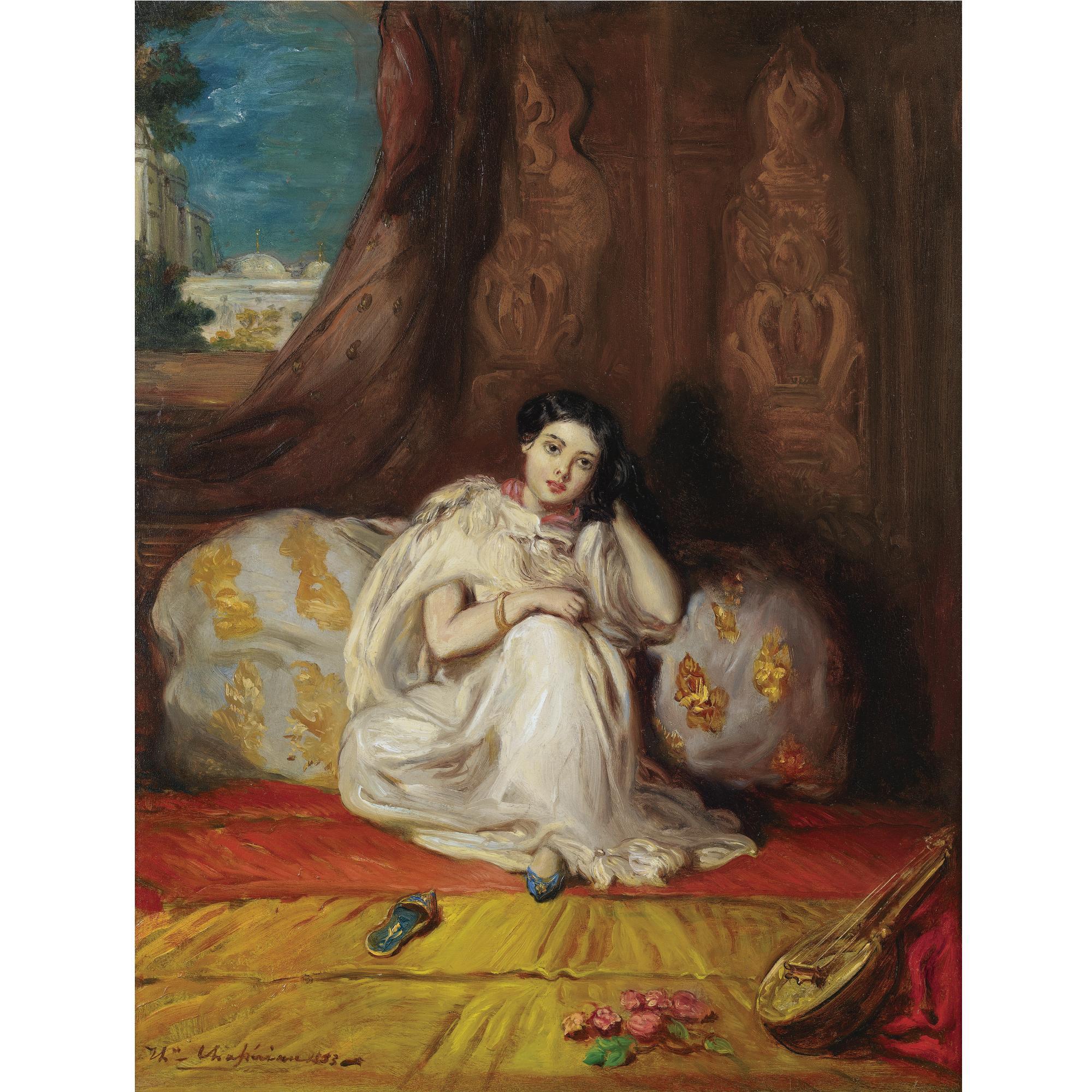 Théodore Chassériau - French Jeune Fille Mauresque, Assise Dans Un Riche Intérieur (Almée)