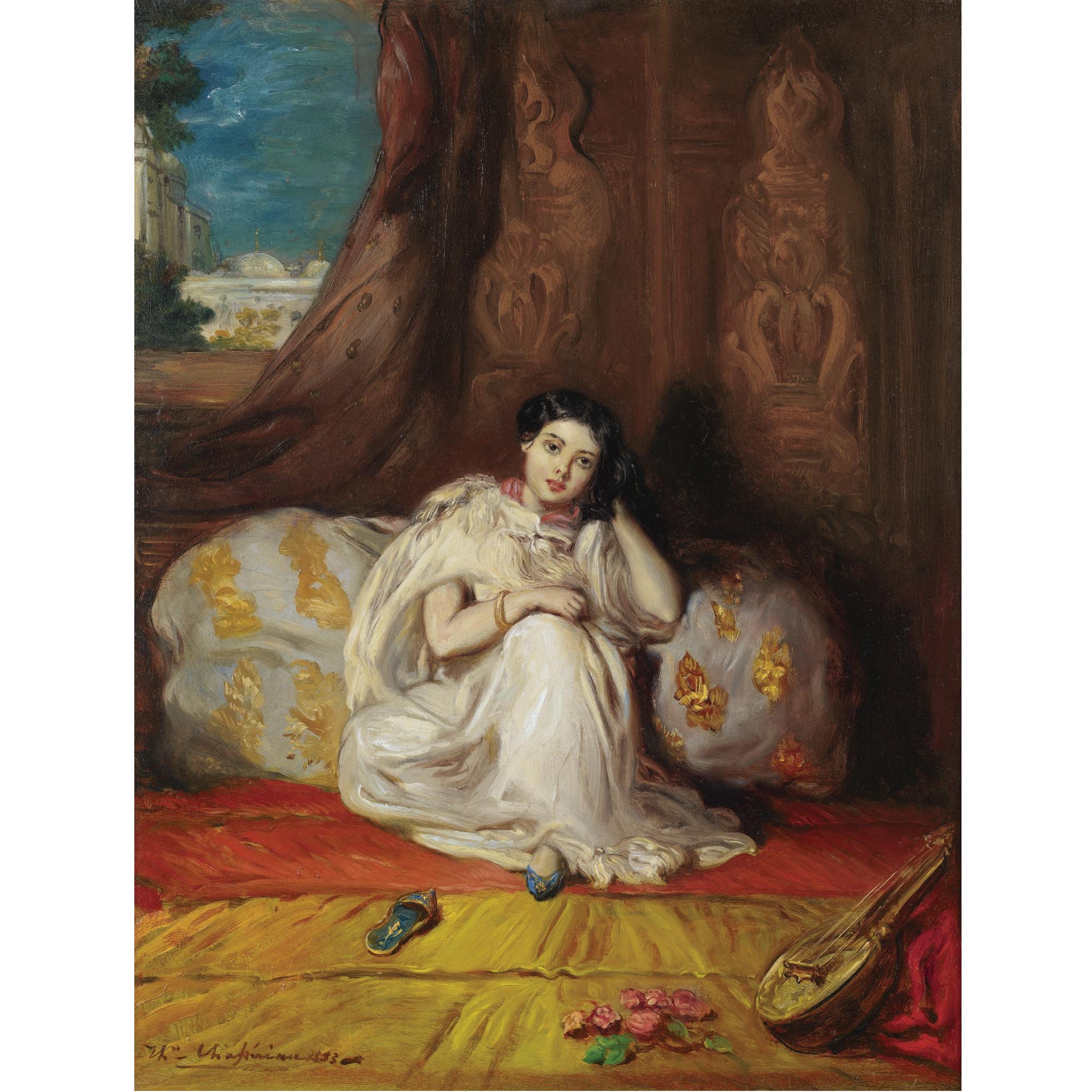 Théodore Chassériau - French jeune Fille Mauresque, Assise Dans Un Riche Intérieur (Almée)