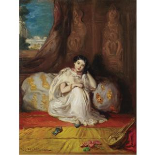 Théodore Chassériau - French jeune Fille Mauresque, Assise Dans Un Riche Intérieur (Almée)