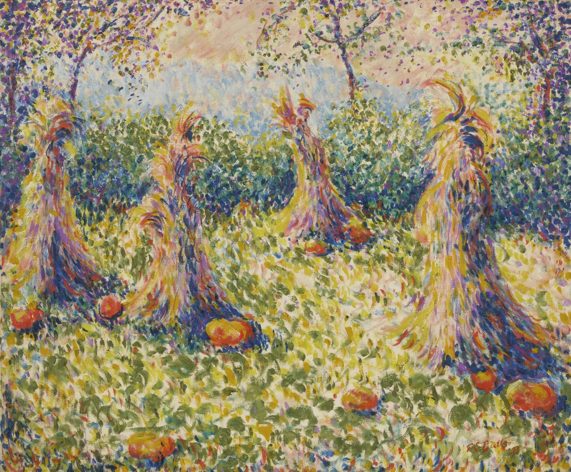 Theodore Earl Butler - Pumpkins And Corn Shocks, Giverny