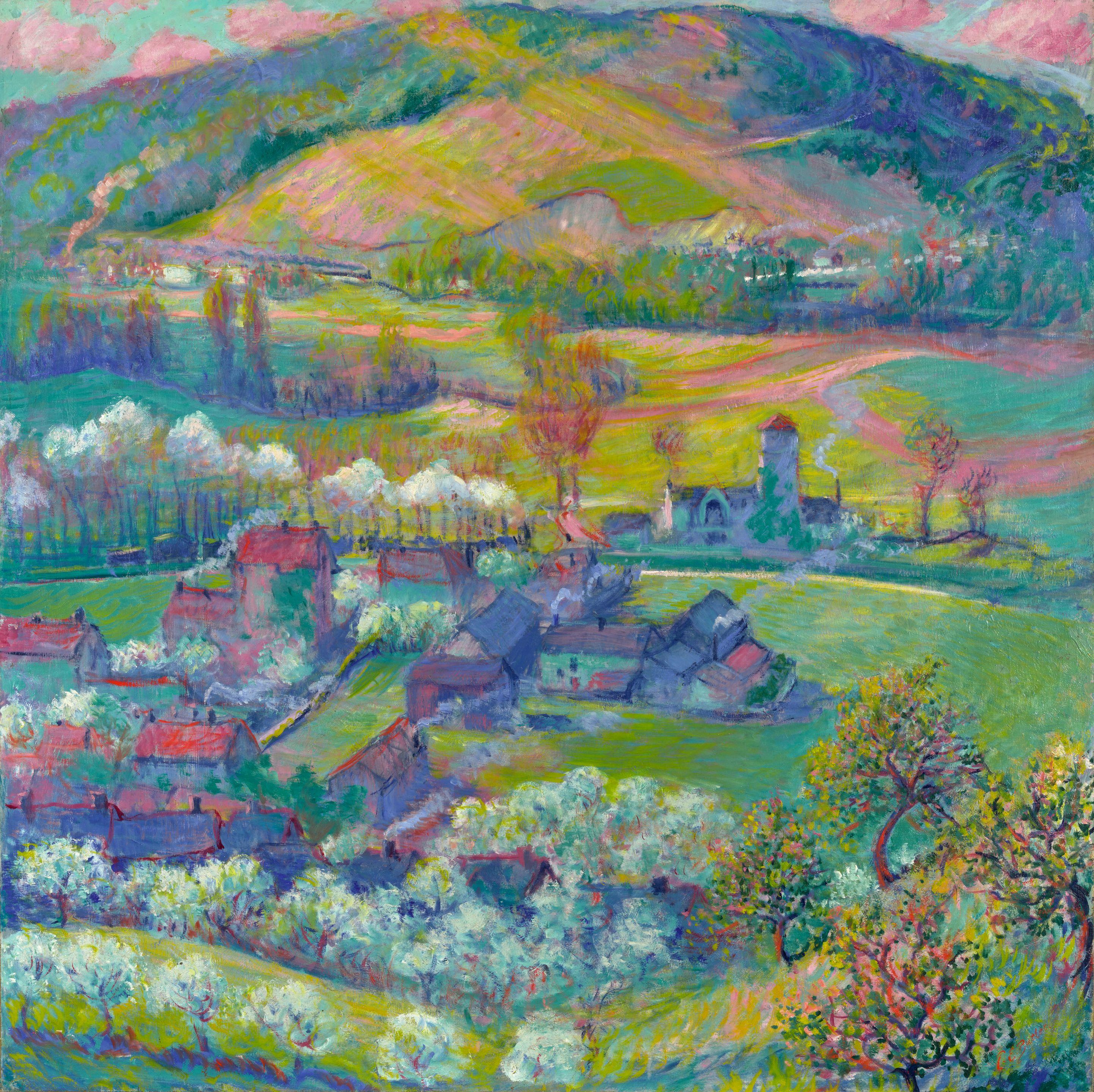 Theodore Earl Butler - Valley of the Seine, Giverny 45 3/4 x 46 3/4 in. (116.2 x 116.2 cm.)