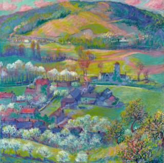 Theodore Earl Butler - Valley of the Seine, Giverny 45 3/4 x 46 3/4 in. (116.2 x 116.2 cm.)