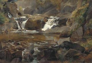 Théodore-Étienne-Pierre Rousseau - Torrent en Auvergne et retenue - Région de Thiers ou Pas-de-Ceré