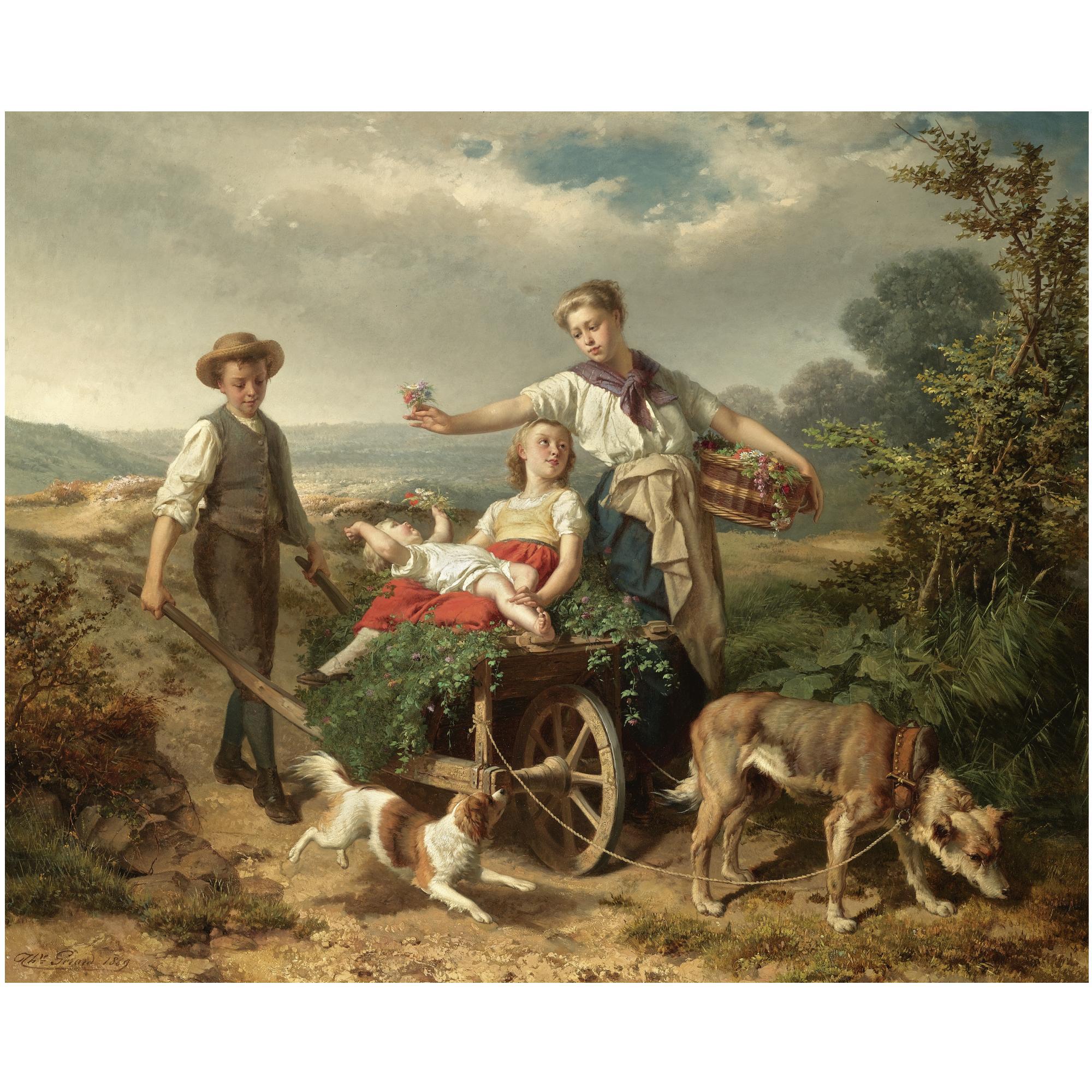 Théodore Gérard - Belgian La Promenade