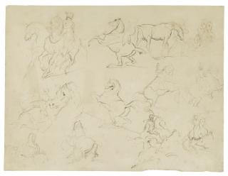 Théodore Géricault - Studies Of Rearing Horses