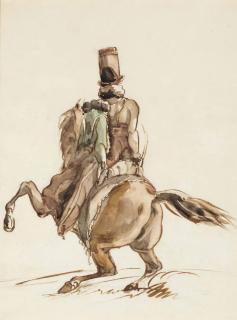 Théodore Gericault - Un Hussard À Cheval, Vu De Dos