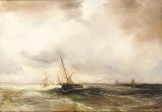 Theodore Gudin - Running out to sea in a squall