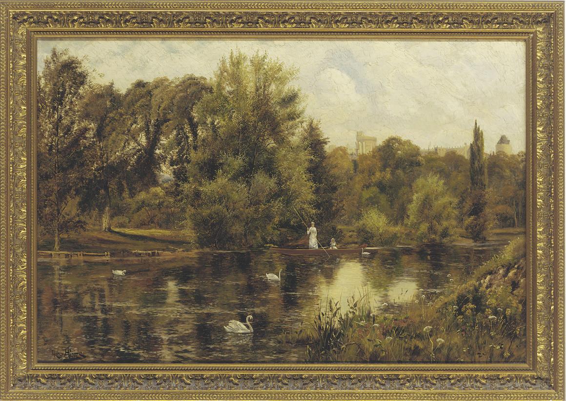Theodore Hines - Boating on the Thames, Windor Castle beyond