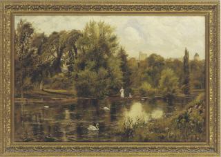 Theodore Hines - Boating on the Thames, Windor Castle beyond