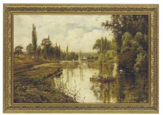 Theodore Hines - Lovers boating on the Thames, near Shiplake Mills