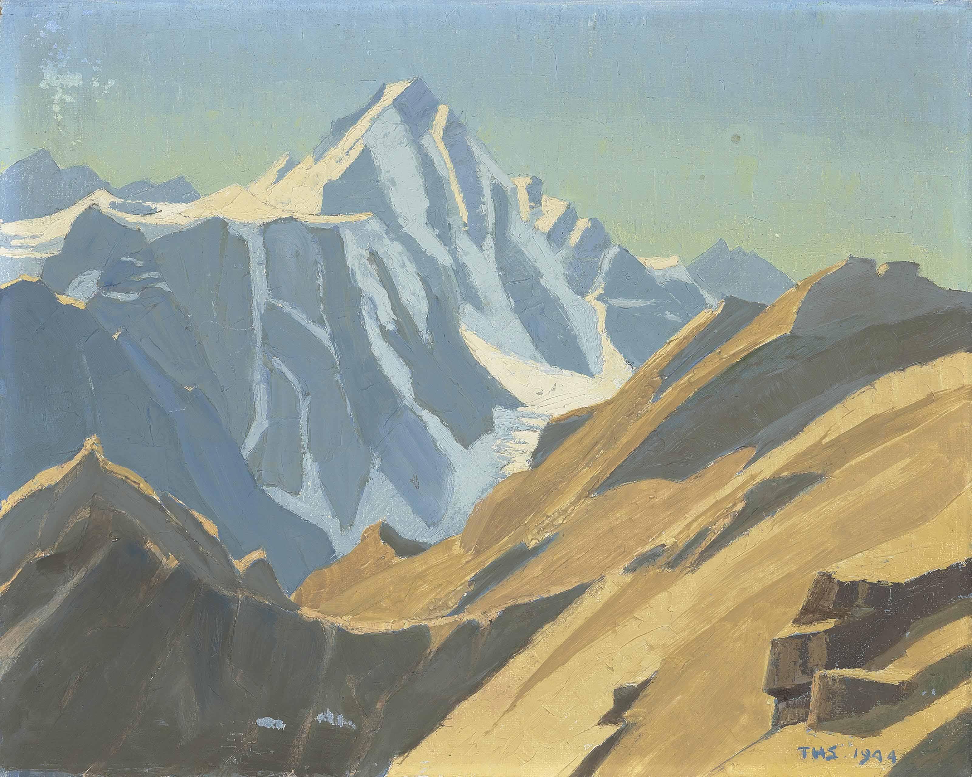 Theodore Howard Somervell - A Mountain Landscape, Probably At Kulu, North West India