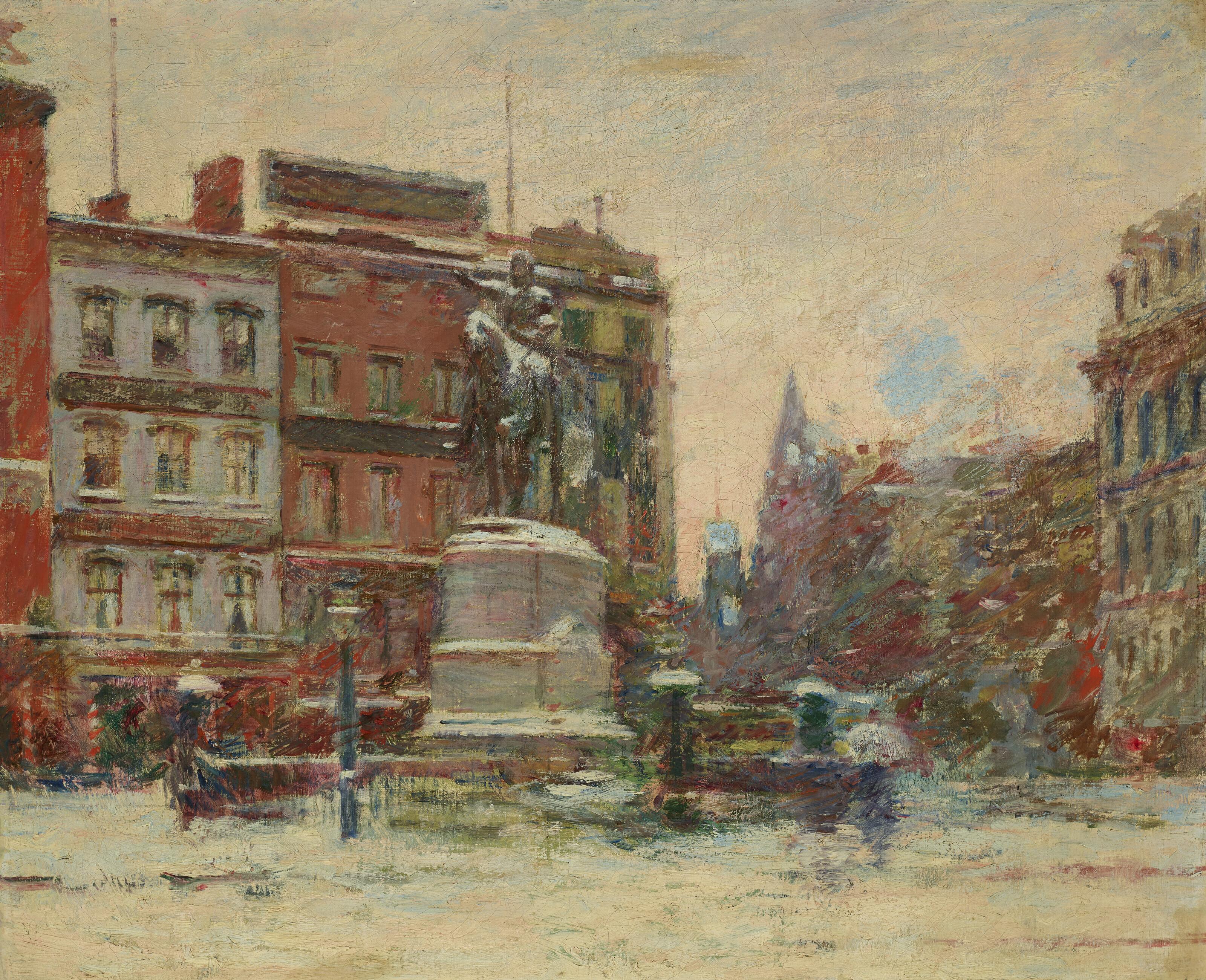 Theodore Robinson - Union Square, Winter (Washington Monument)