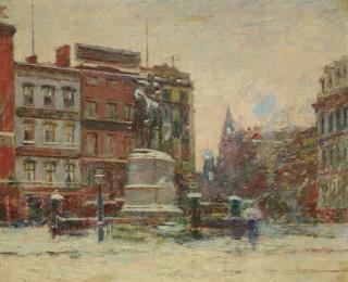 Theodore Robinson - Union Square, Winter (Washington Monument)
