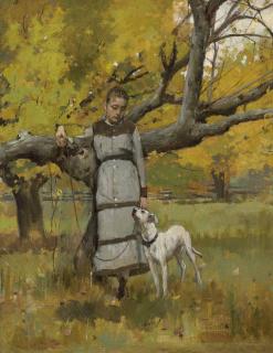Theodore Robinson - Young Girl with Dog