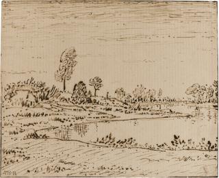 Théodore Rousseau - A Riverside Landscape