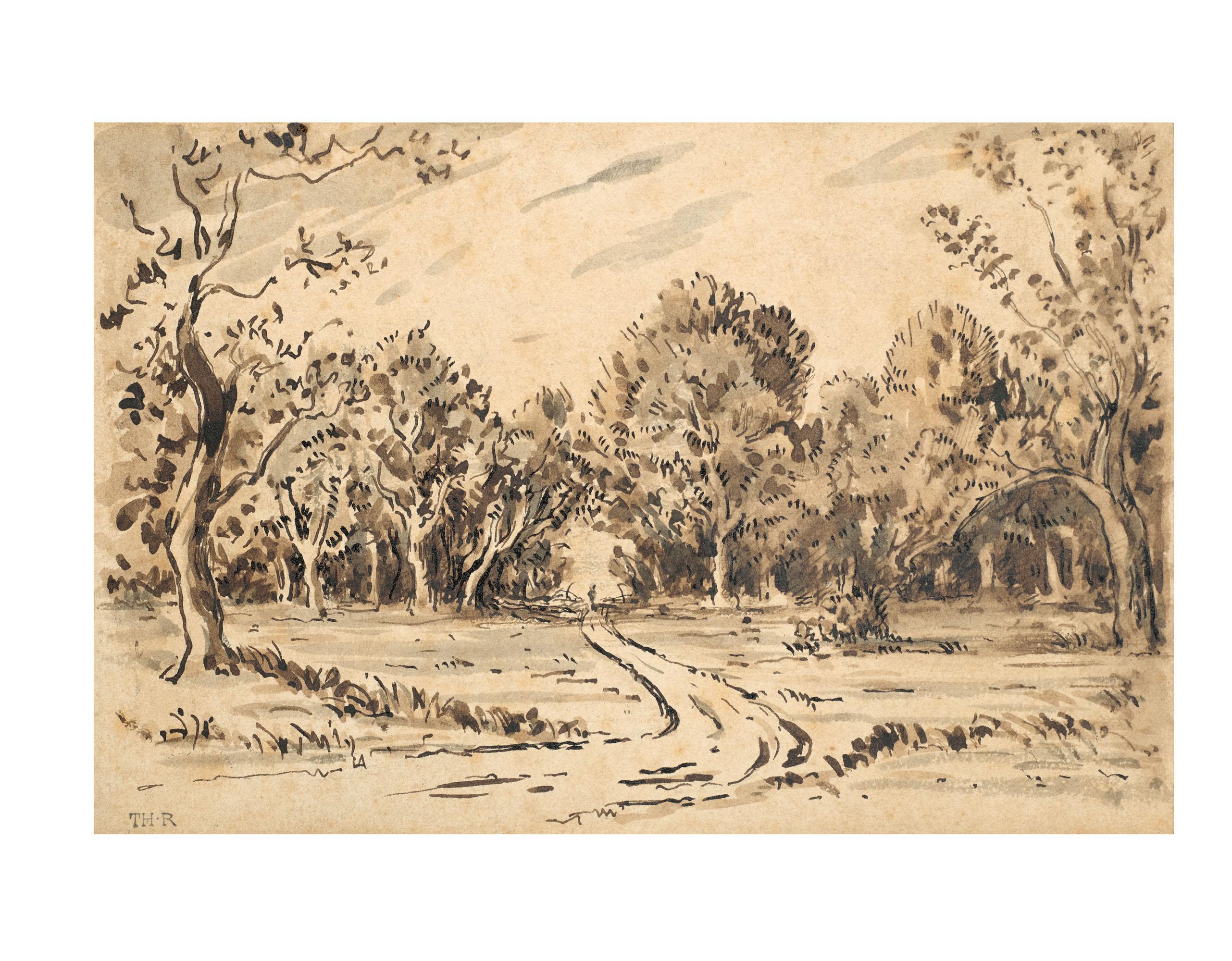 Théodore Rousseau - Chemin Dans Une Clairière En Forêt