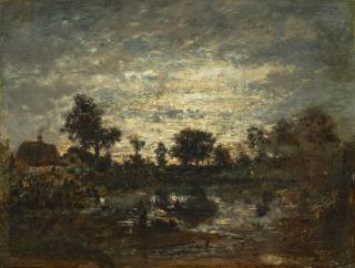 Théodore Rousseau - L\'étang, coucher de soleil