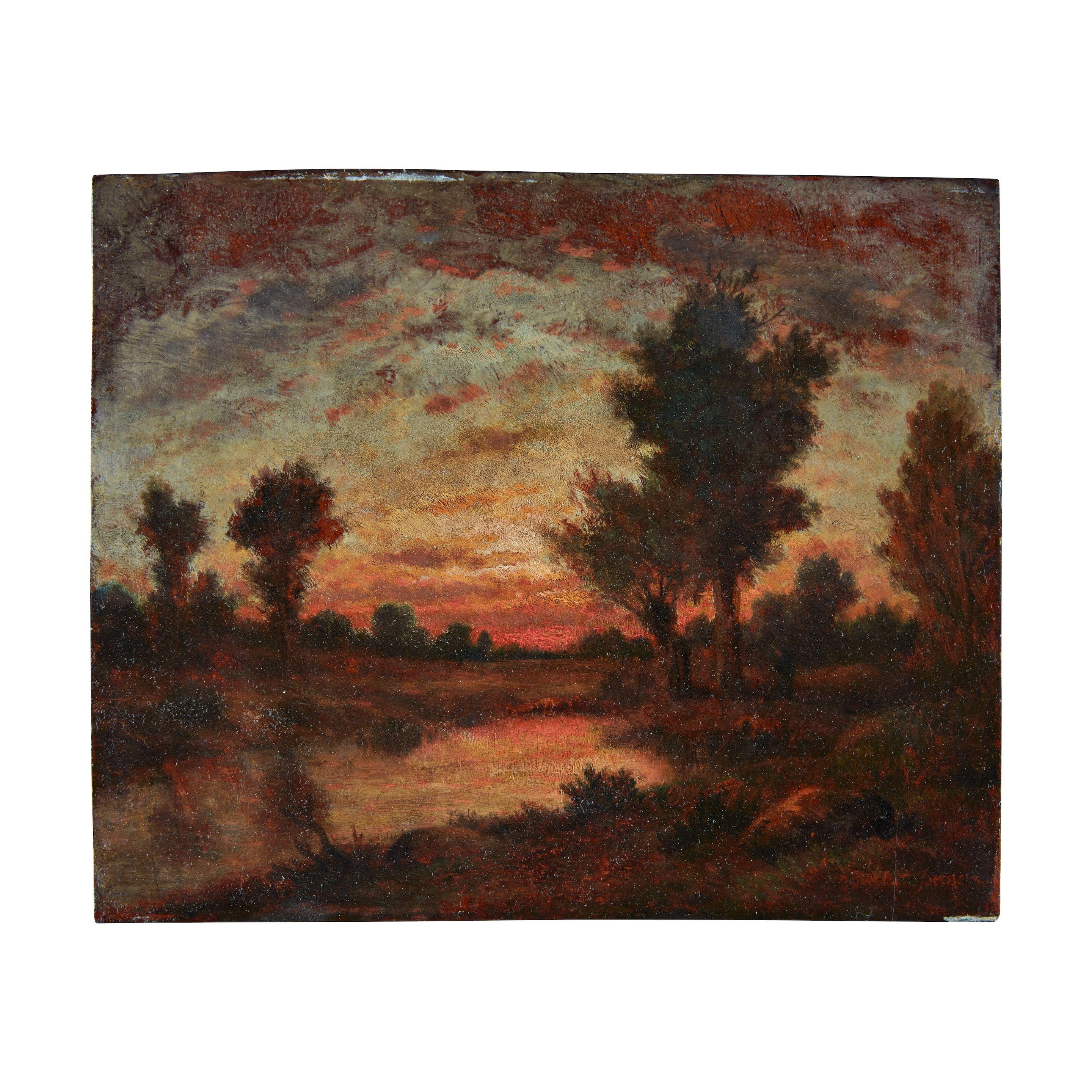 Theodore Rousseau - Paysage au coucher du soleil