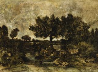 Théodore Rousseau - Vaches À La Mare Dans Le Berry