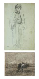 Theodore Valerio - Un oriental debout fumant le narguilé