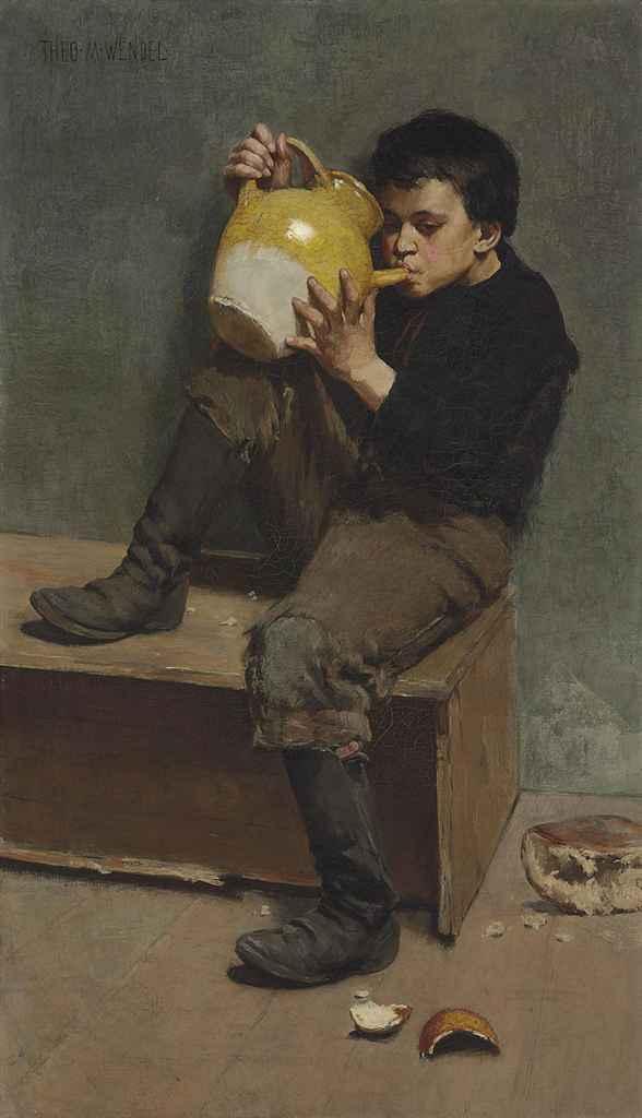 Theodore Wendel - Little Vagabond Drinking from Jug