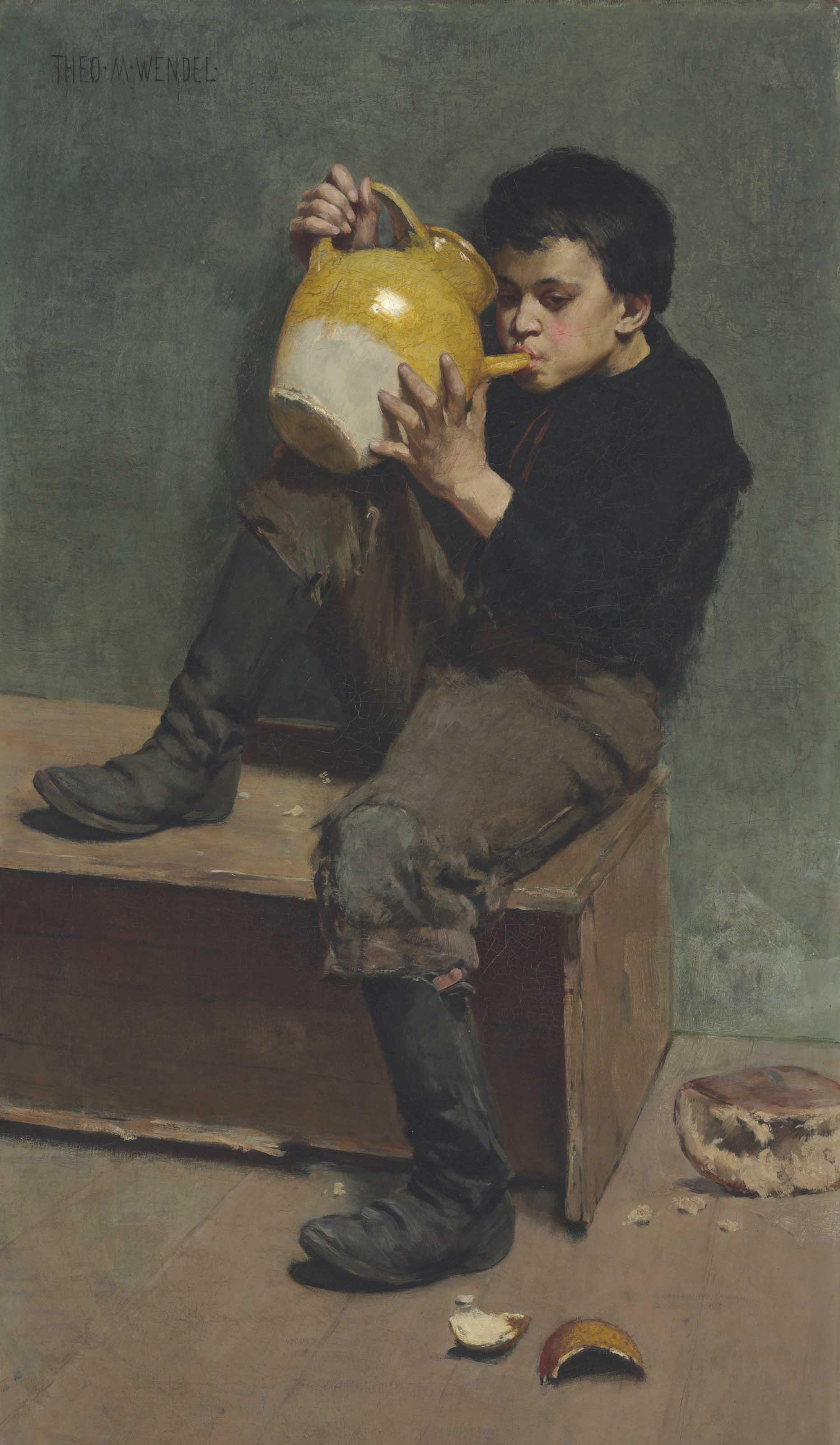 Theodore Wendel - Little Vagabond Drinking from Jug