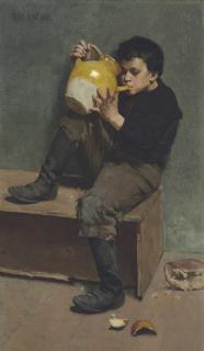 Theodore Wendel - Little Vagabond Drinking from Jug
