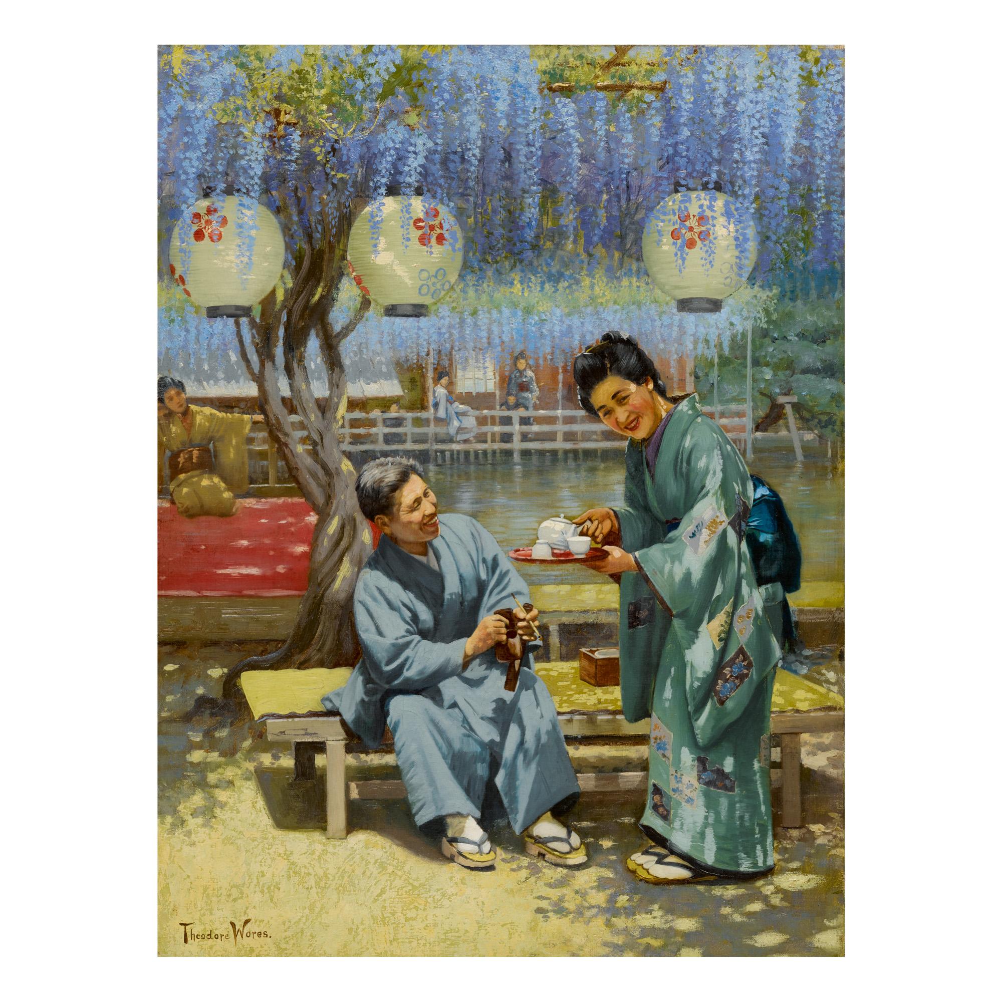 Theodore Wores - Wisteria Temple Shrine, Kameido, Tokyo