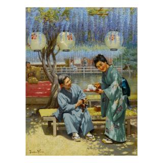 Theodore Wores - Wisteria Temple Shrine, Kameido, Tokyo