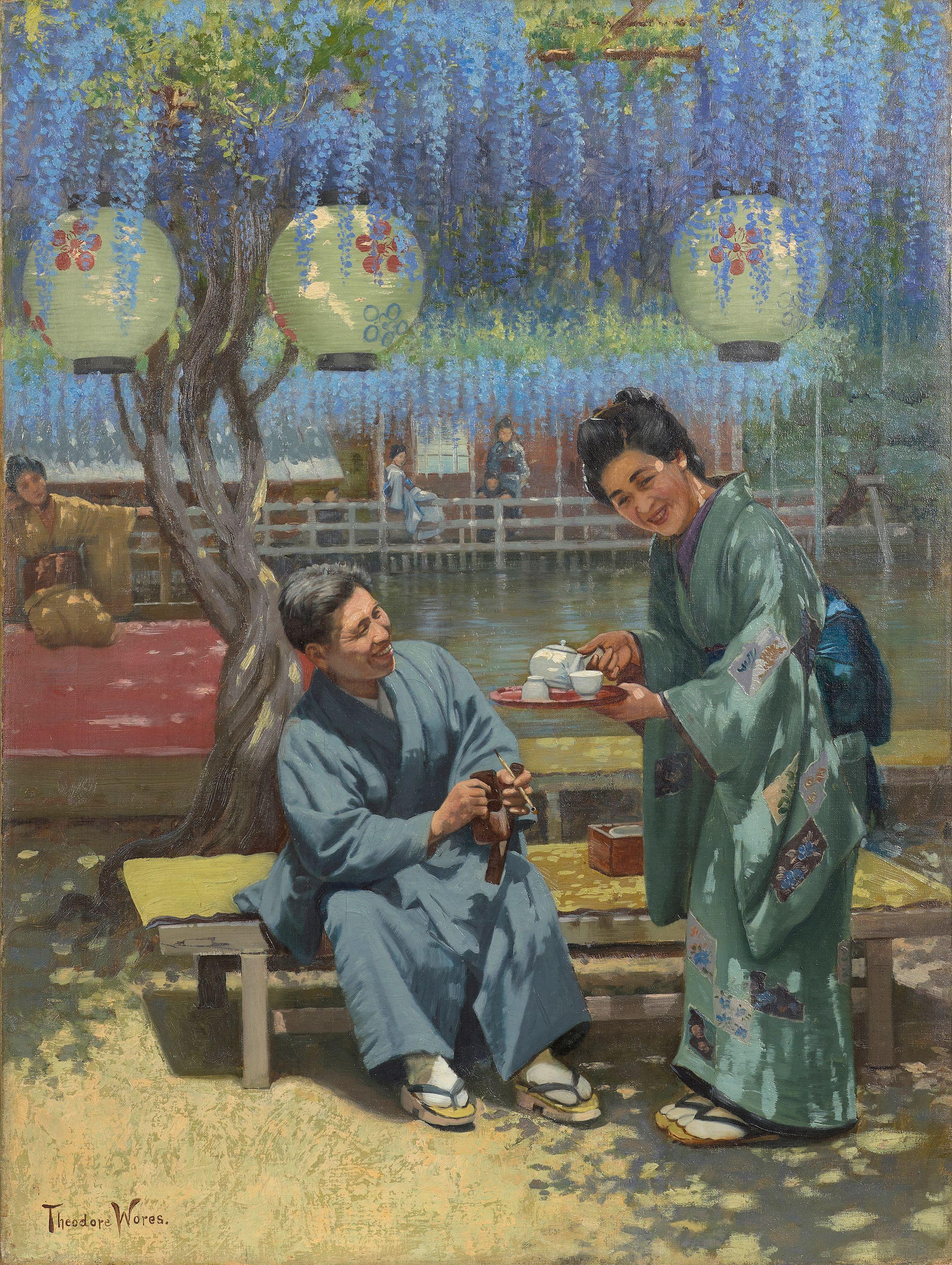 Theodore Wores - Wisteria Temple Shrine, Kameido, Tokyo