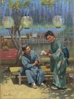 Theodore Wores - Wisteria Temple Shrine, Kameido, Tokyo