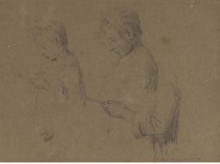 Théodule Augustin Ribot - A boy reading a book with subsidiary studies of the same