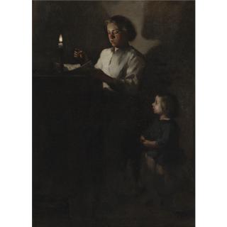 Théodule-Augustin Ribot - French Reading By Candlelight